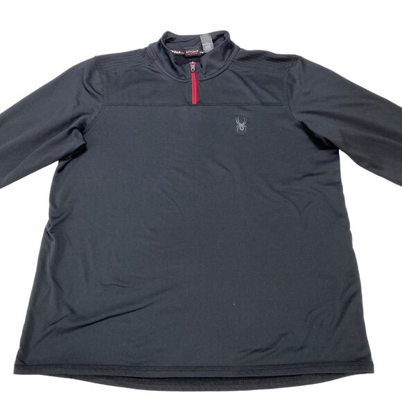 Spyder Active Shirt Men's Medium Black ProwB Long Sleeve Quarter Zip Pullover - Picture 13 of 16